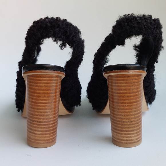 Unbranded sample: shearling & leather slingback heels, EU40, NWOT - Picture 7 of 11